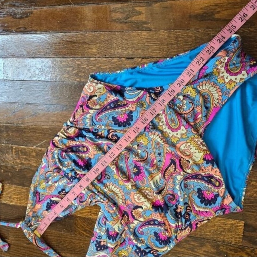 Lucky Brand Colorful Paisley Halter Swimsuit, size L - Picture 6 of 7